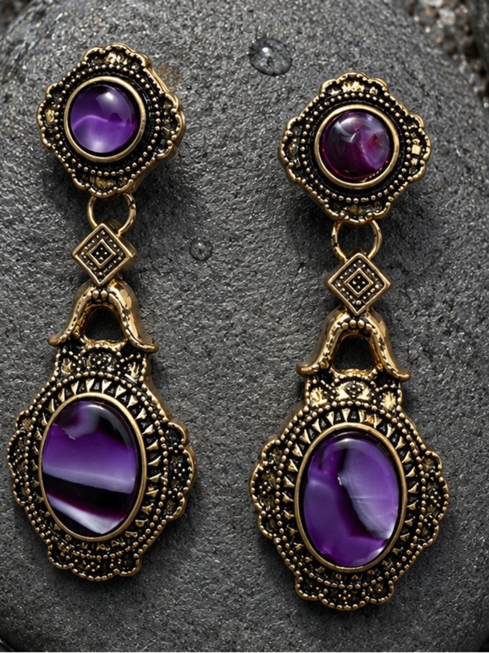 vintage purple stud earrings
